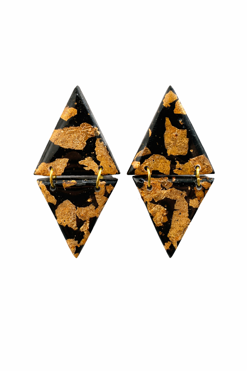 Aros triangulos negros y dorados