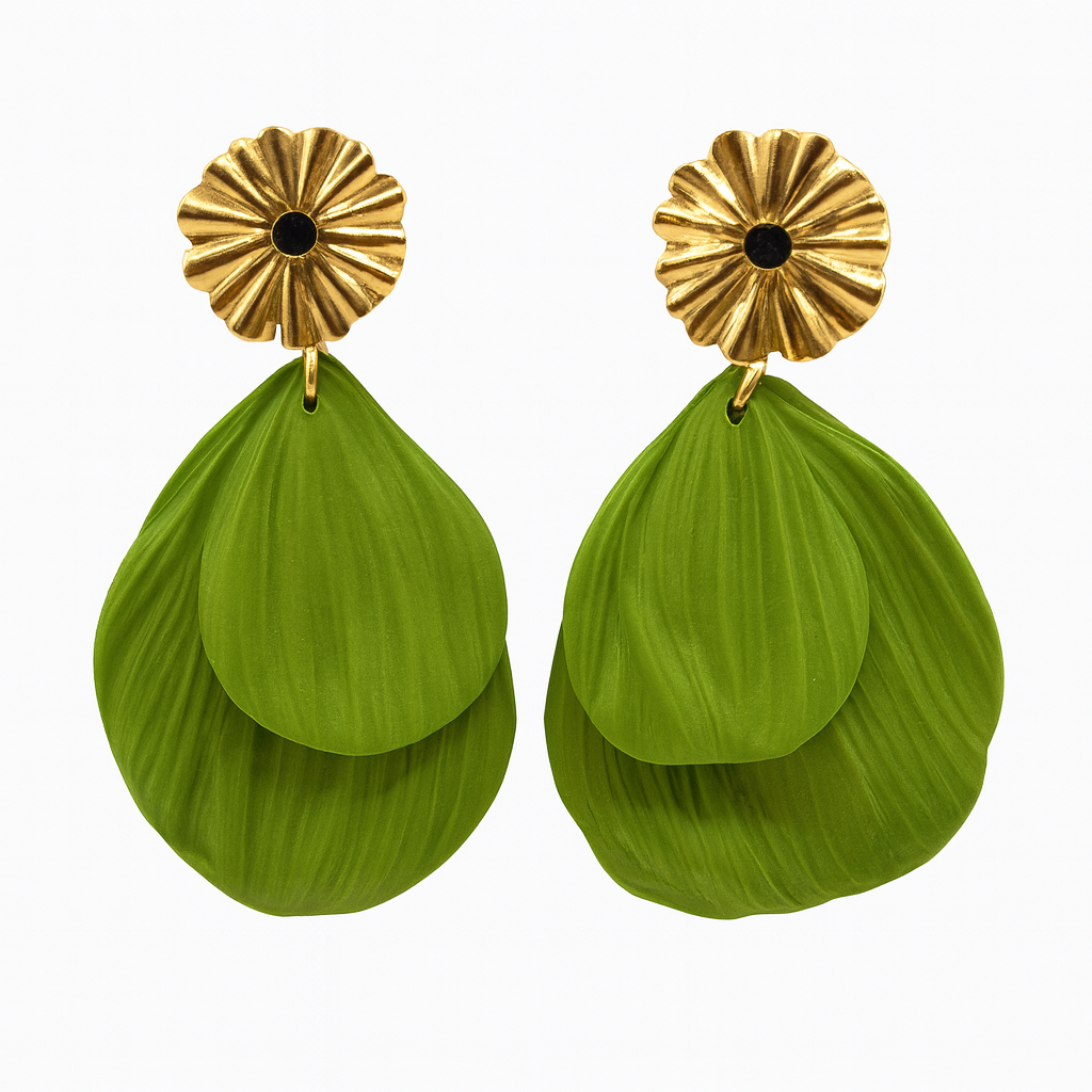 Aros petalos verdes y dorados -Deluxe