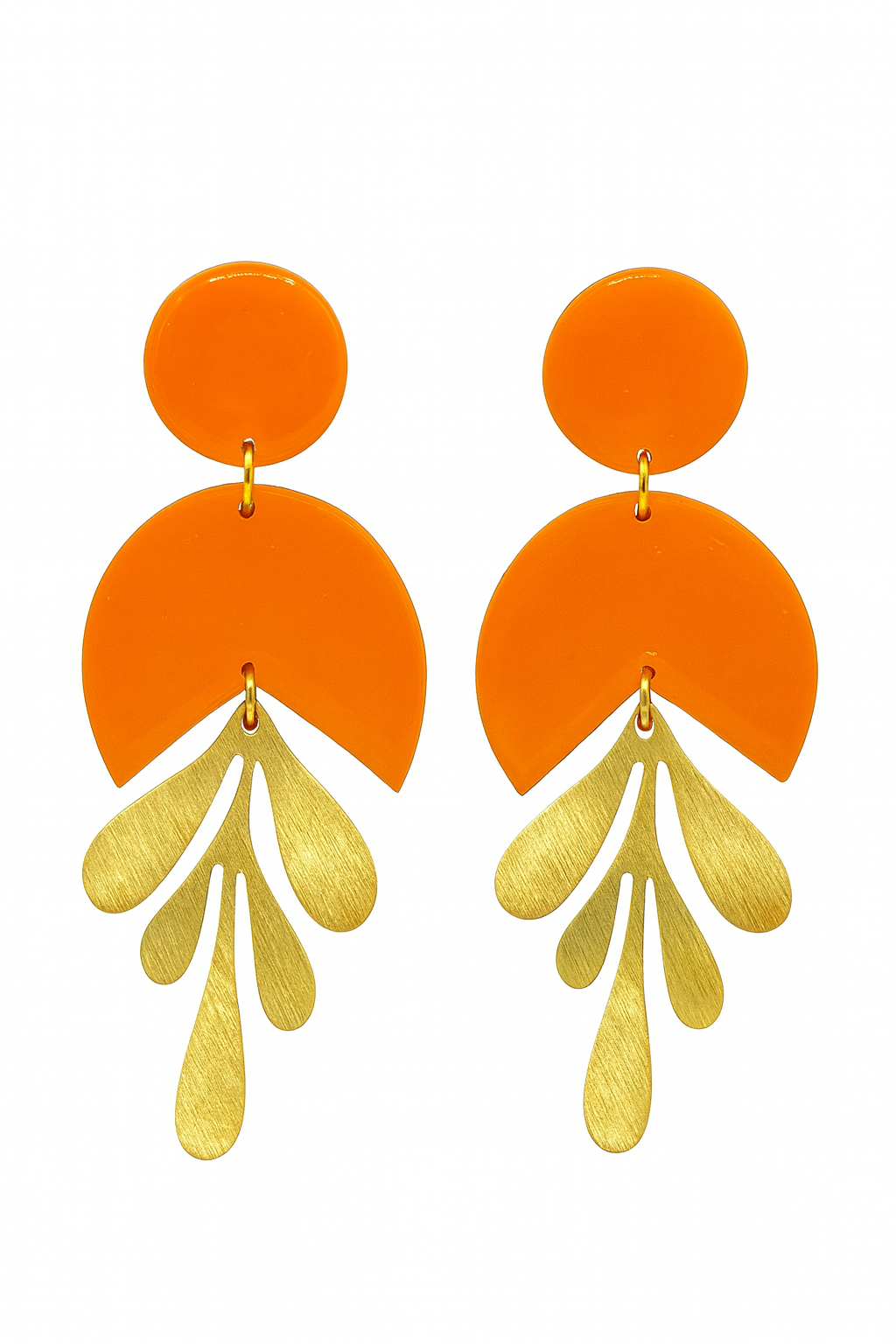 Aros en v naranja y dorado -Deluxe