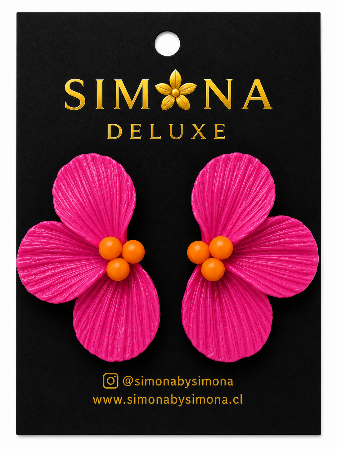 Aros Simona Deluxe Flores Fuccia/Naranja