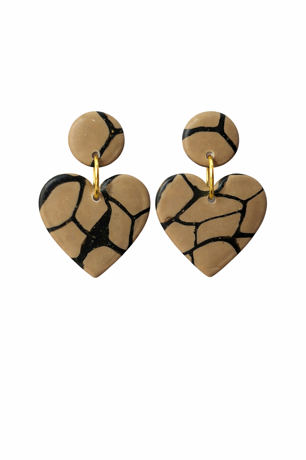 Aros corazones negros y cafe