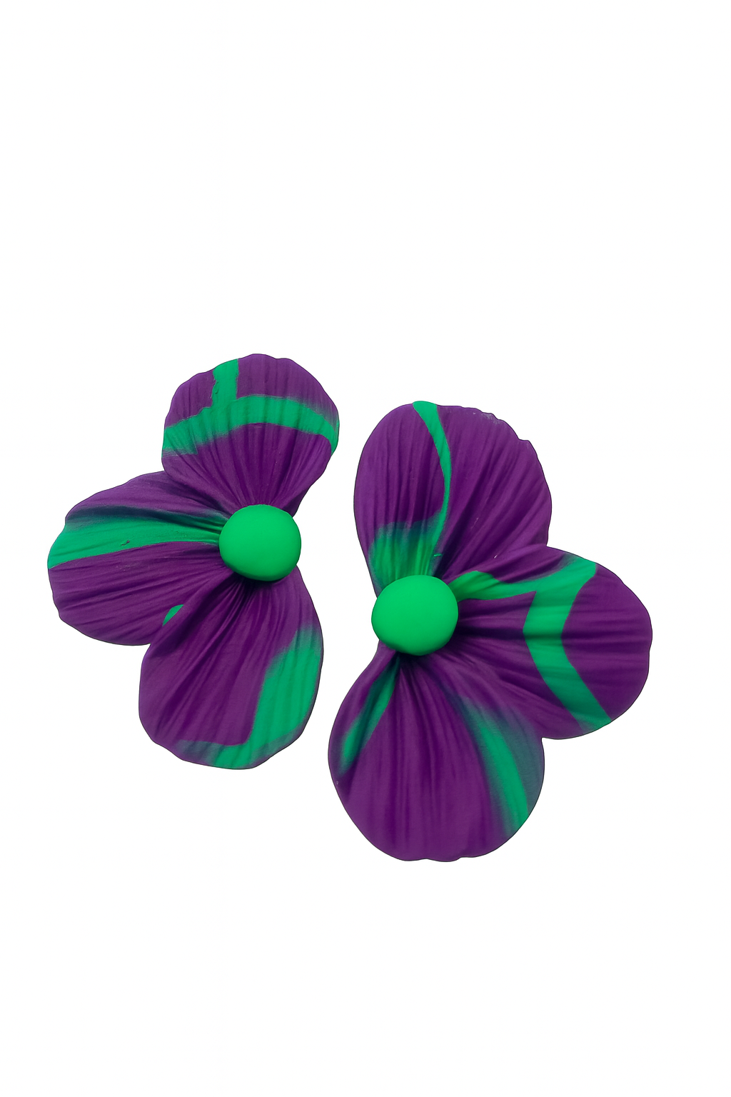 Aros flor morado y verde -Deluxe