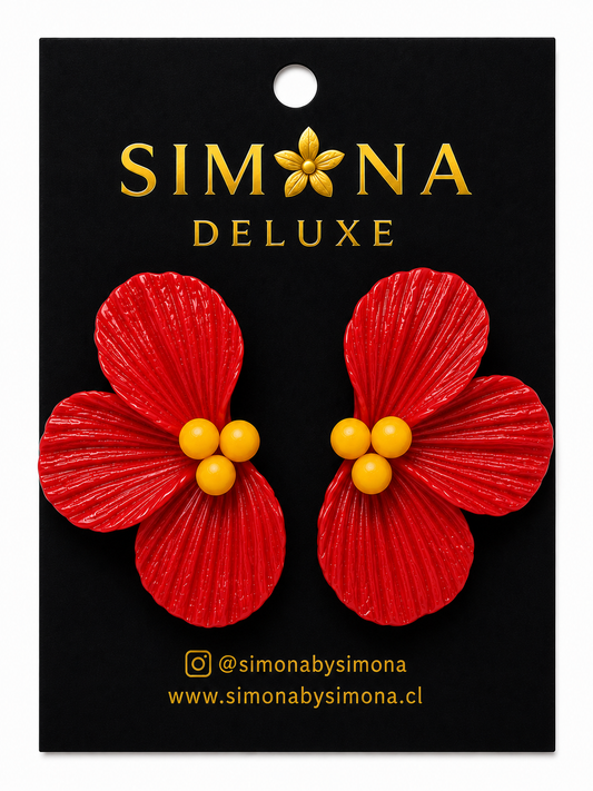 Aros Simona Deluxe Flores Rojo/Amarillo