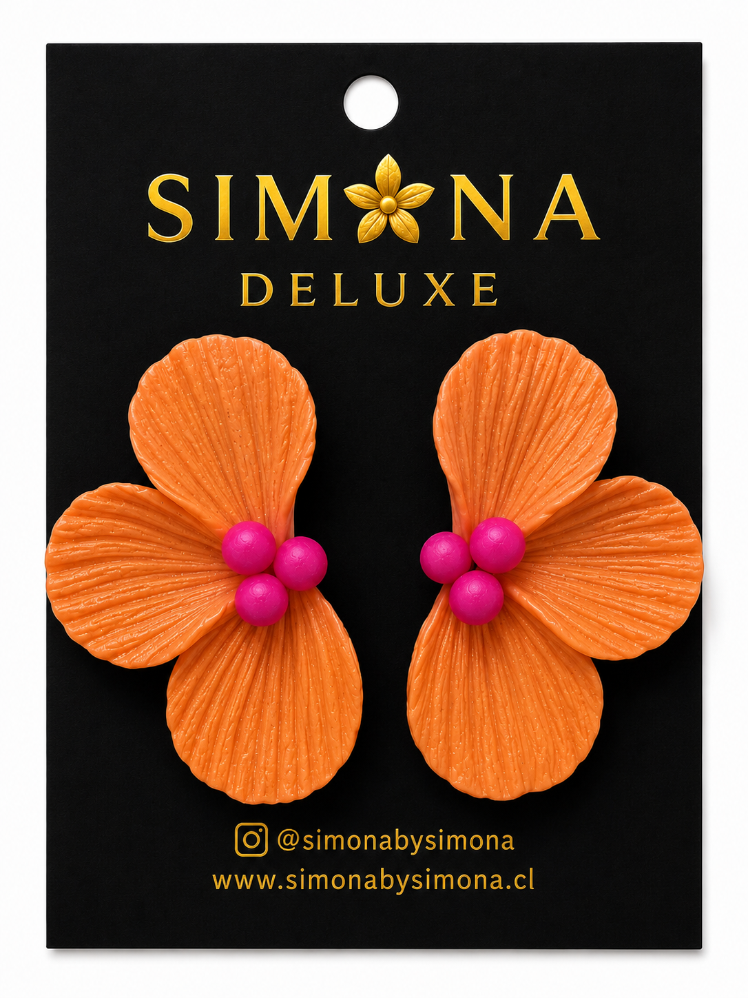 Aros Simona Deluxe Flores Naranja/Rosa
