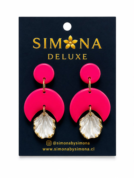 Aros Simona Deluxe concha marina Fuccia/Dorado
