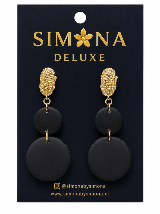 Aros Simona Deluxe Negro/Dorado