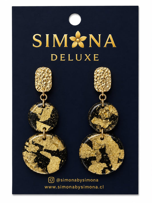 Aros Simona Deluxe Negro/Dorado