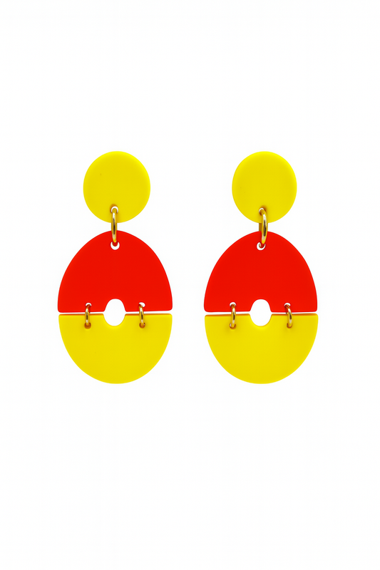 Aros amarillos y fucsia fluor