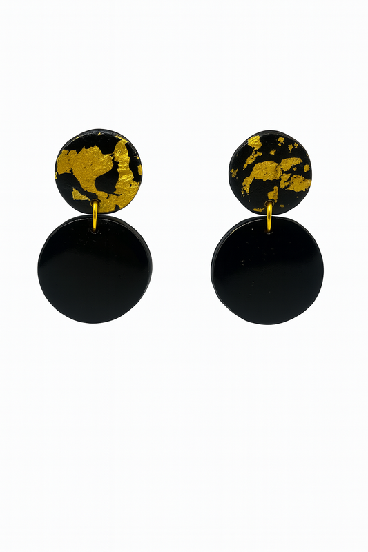 Aros negros y dorados