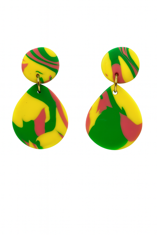 Aros amarillos verde y rosado