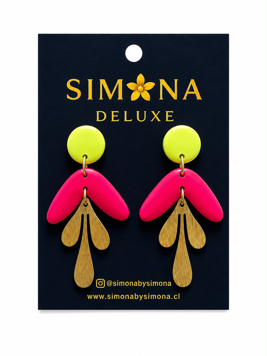 Aros Simona Deluxe Amarillo/Fuccia/Dorado