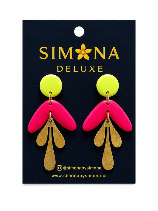 Aros Simona Deluxe Amarillo/Fuccia/Dorado