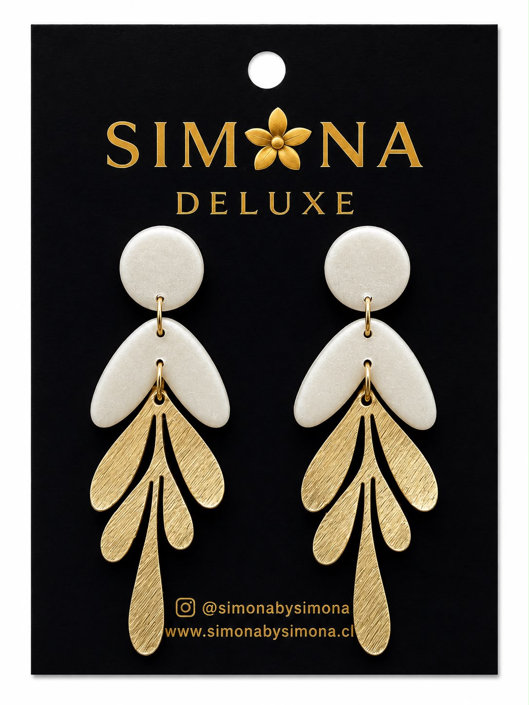Aros Simona Deluxe Blanco/Dorado