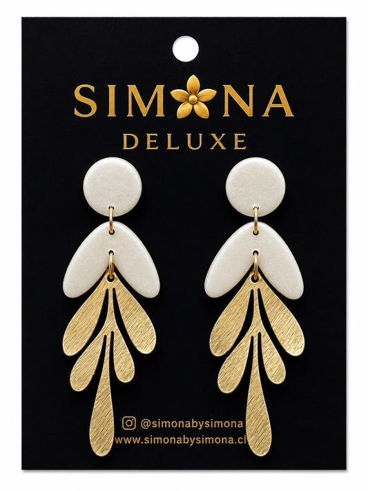 Aros Simona Deluxe Blanco/Dorado