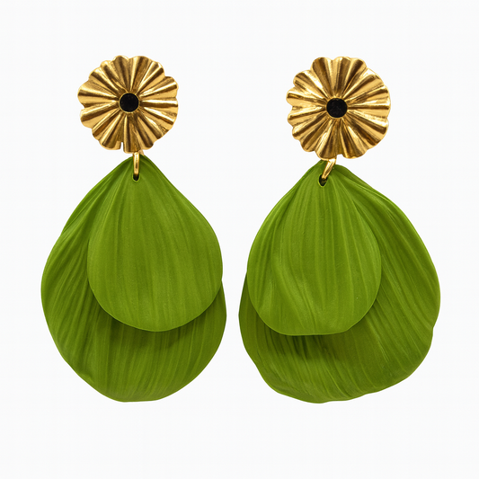 Aros petalos verdes y dorados -Deluxe