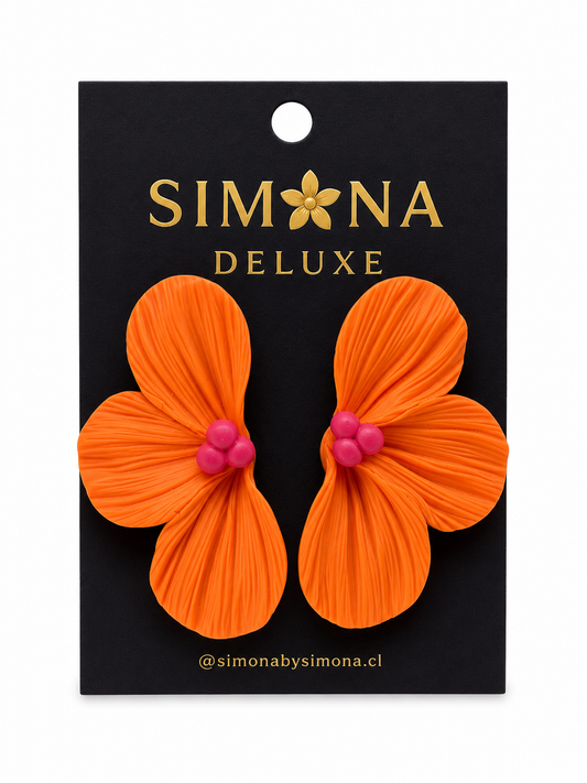 Aros Simona Deluxe Flores Naranja