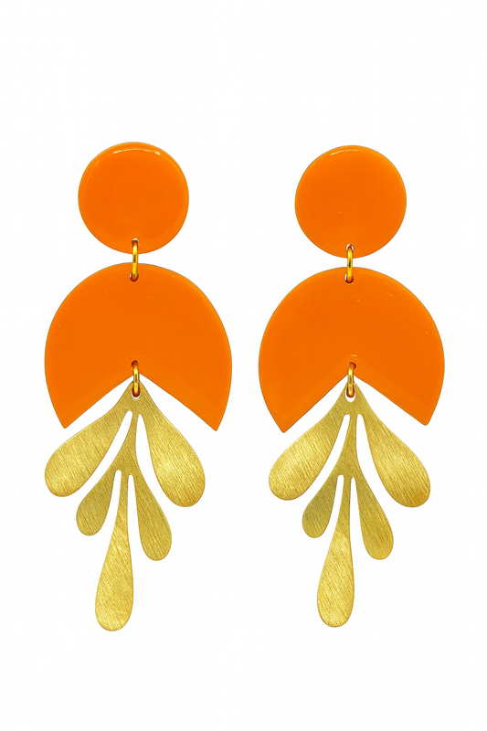 Aros en v naranja y dorado -Deluxe