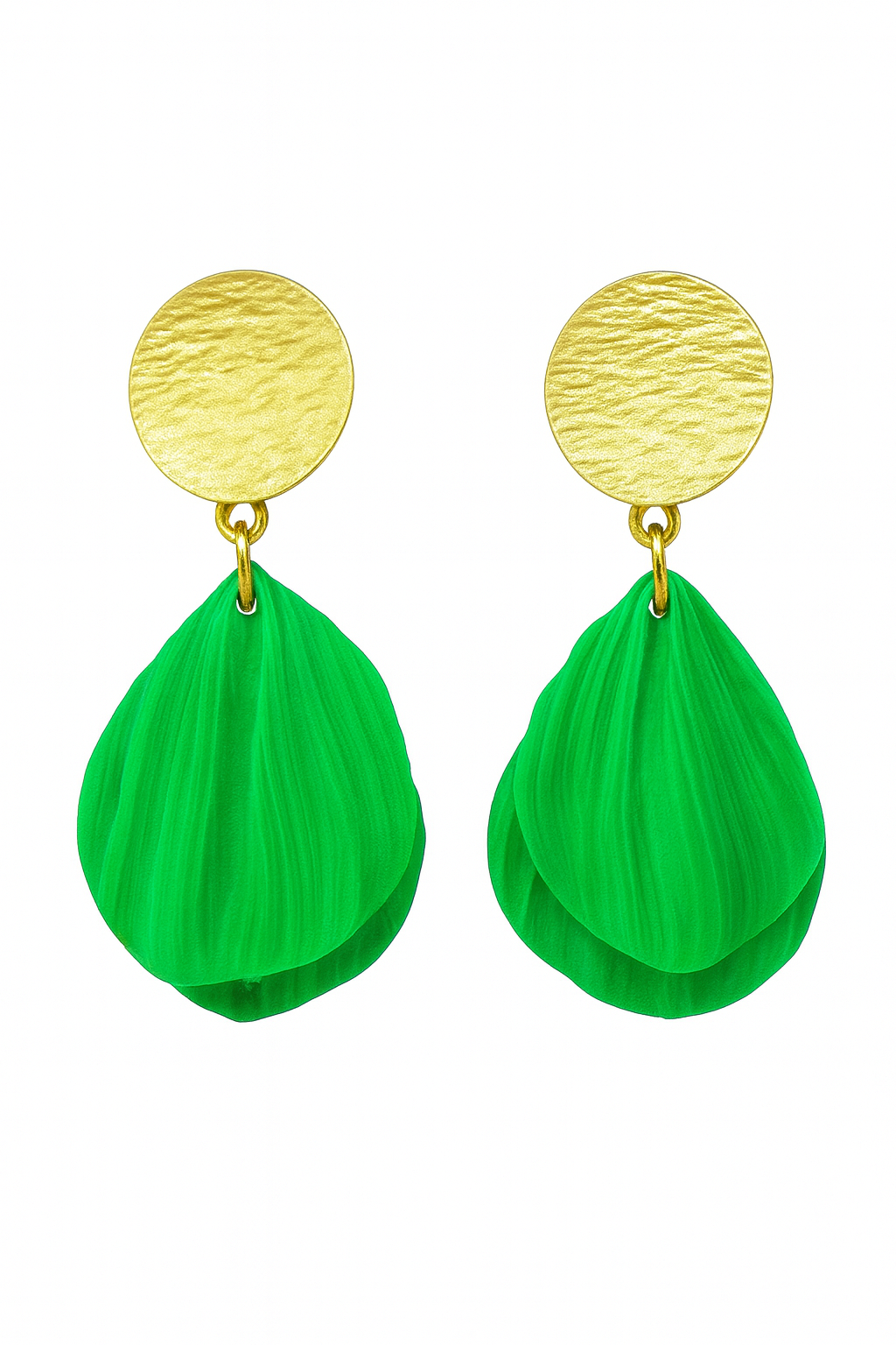 Aros petalos verdes y dorado -Deluxe