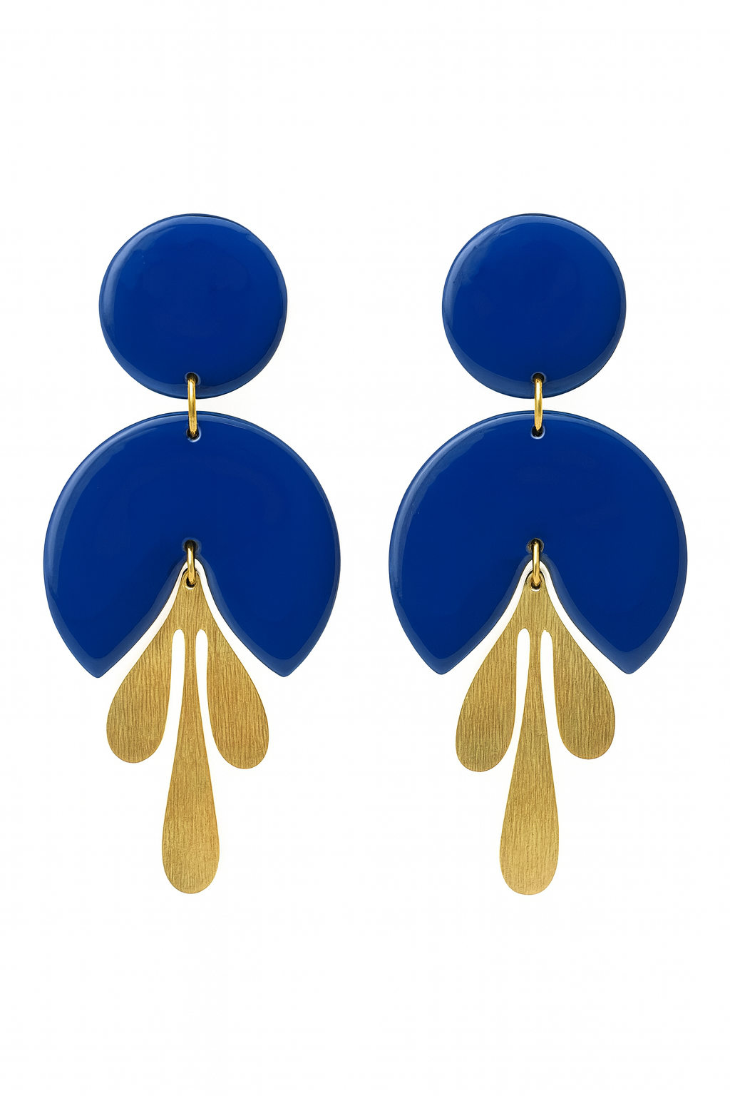 Aros en v azul y dorado -Deluxe