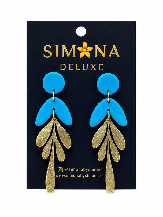 Aros Simona Deluxe azul/dorado