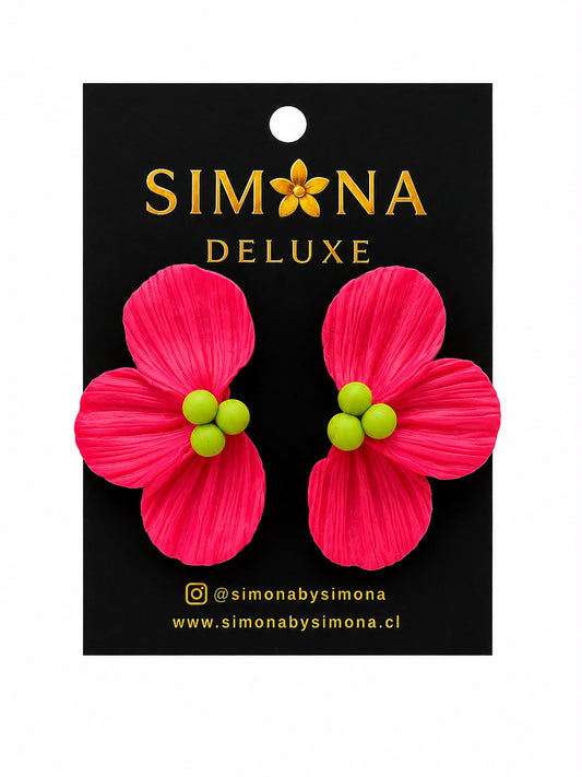 Aros Simona Deluxe Flores Fuccia/Verde