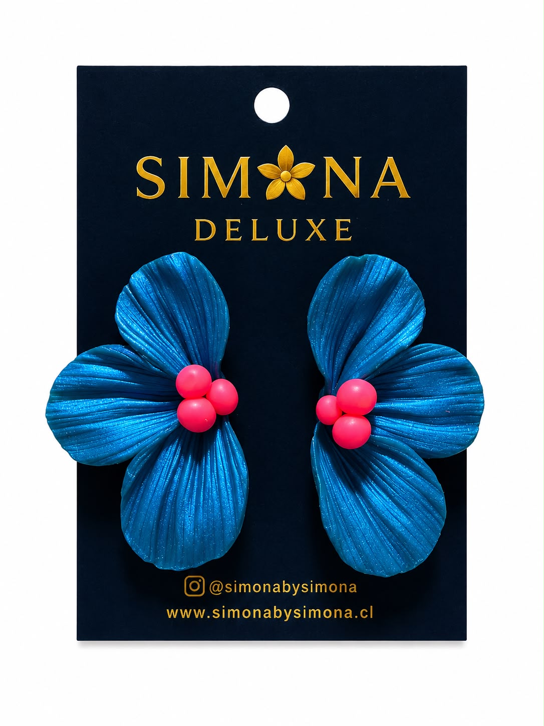 Aros Deluxe Flores Azul/Rosa