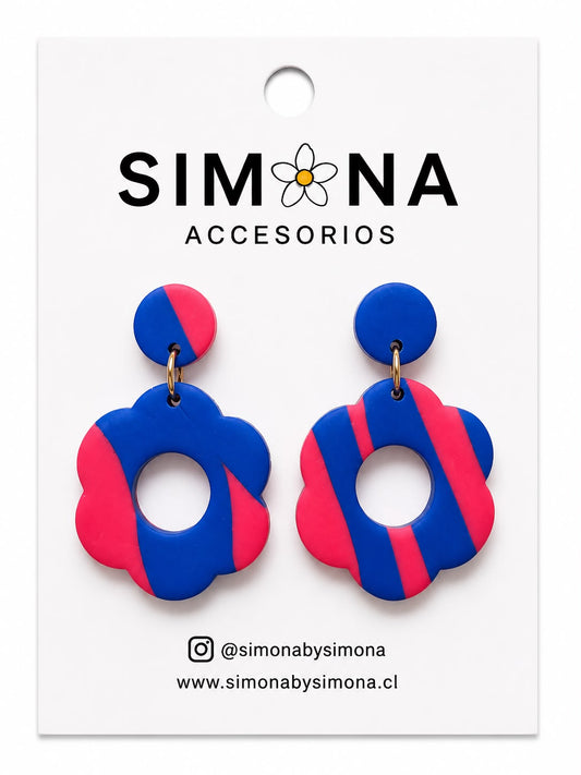 Aros Simona Azul y Fuccia