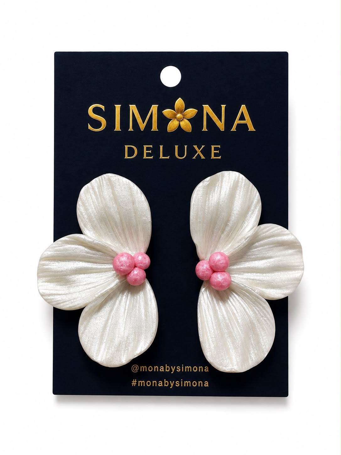 Aros Simona Deluxe Flores Blancos/Rosa