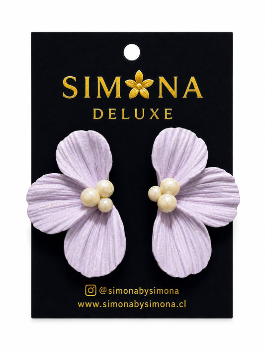 Aros Simona Deluxe Flores Morado/Blanco