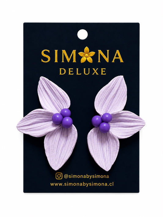 Aros Simona Deluxe Flores Morado