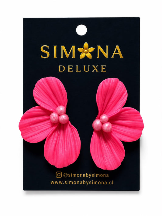Aros Simona Deluxe Flores Rosado