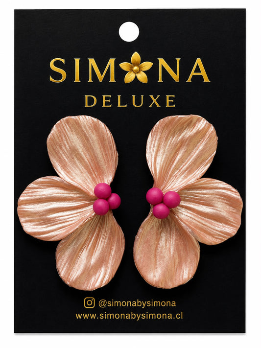 Aros Simona Deluxe Flores Rosa