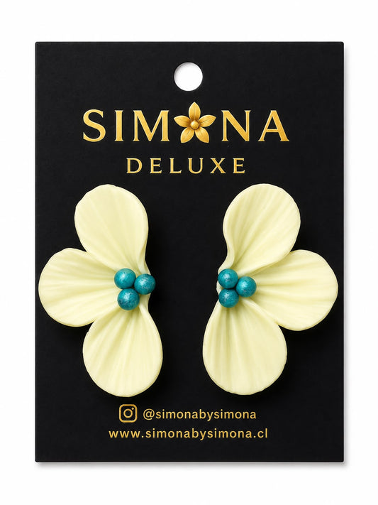 Aros Deluxe Flores Simona Vainilla/Azul