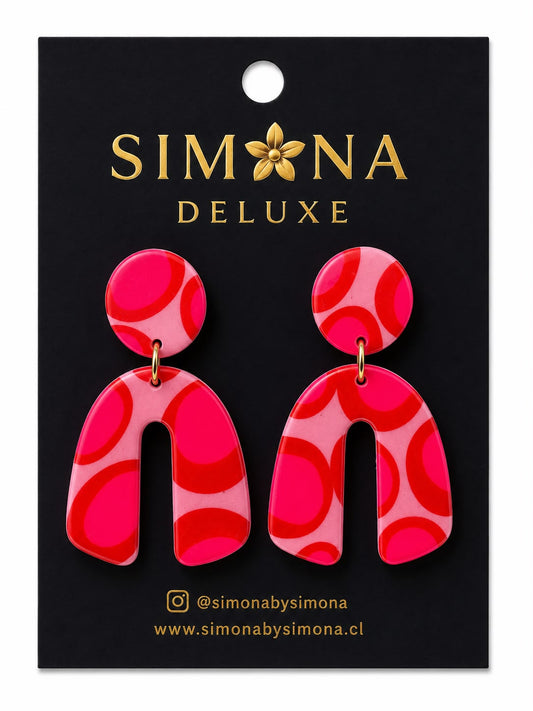 Aros Simona Deluxe Rosa/Rojo