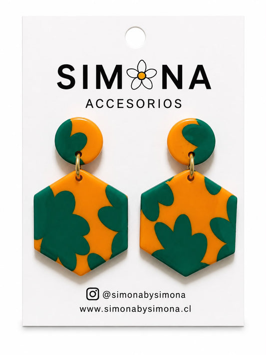 Aros Simona Naranja/Verde
