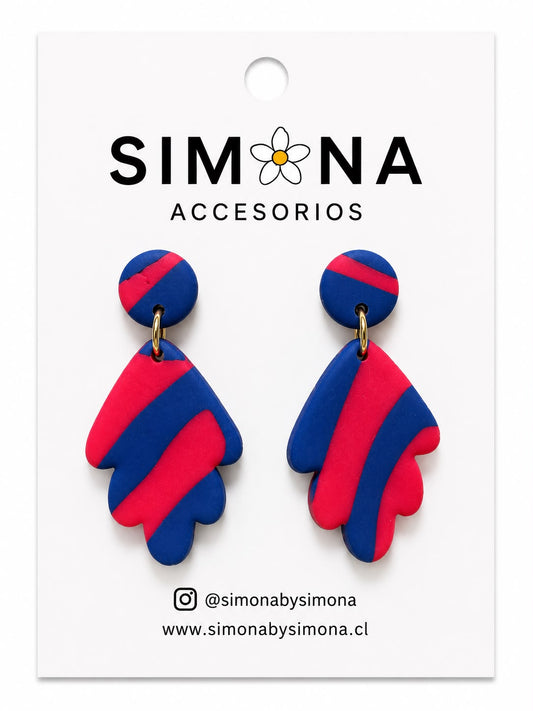 Aros Simona Azul y Fuccia