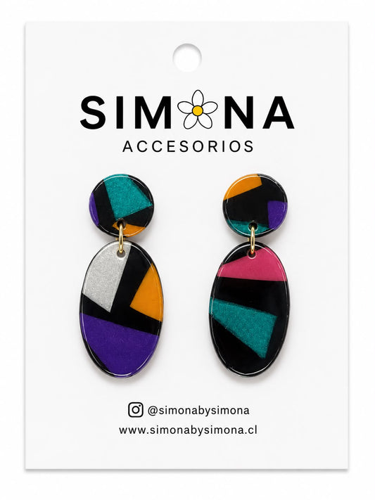 Aros Simona Negro/colores