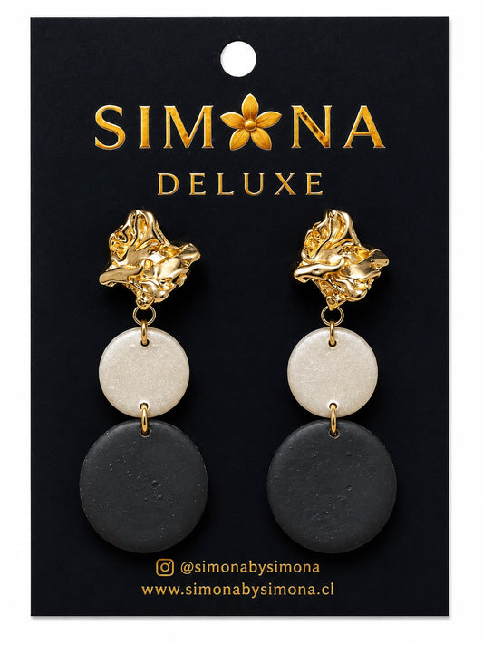 Aros Simona Deluxe Blanco/Negro/Dorado