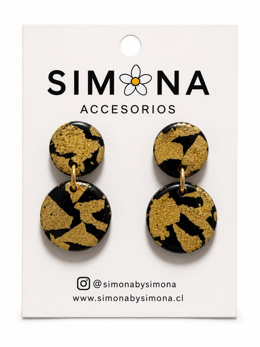 Aros Simona Negro/Dorado