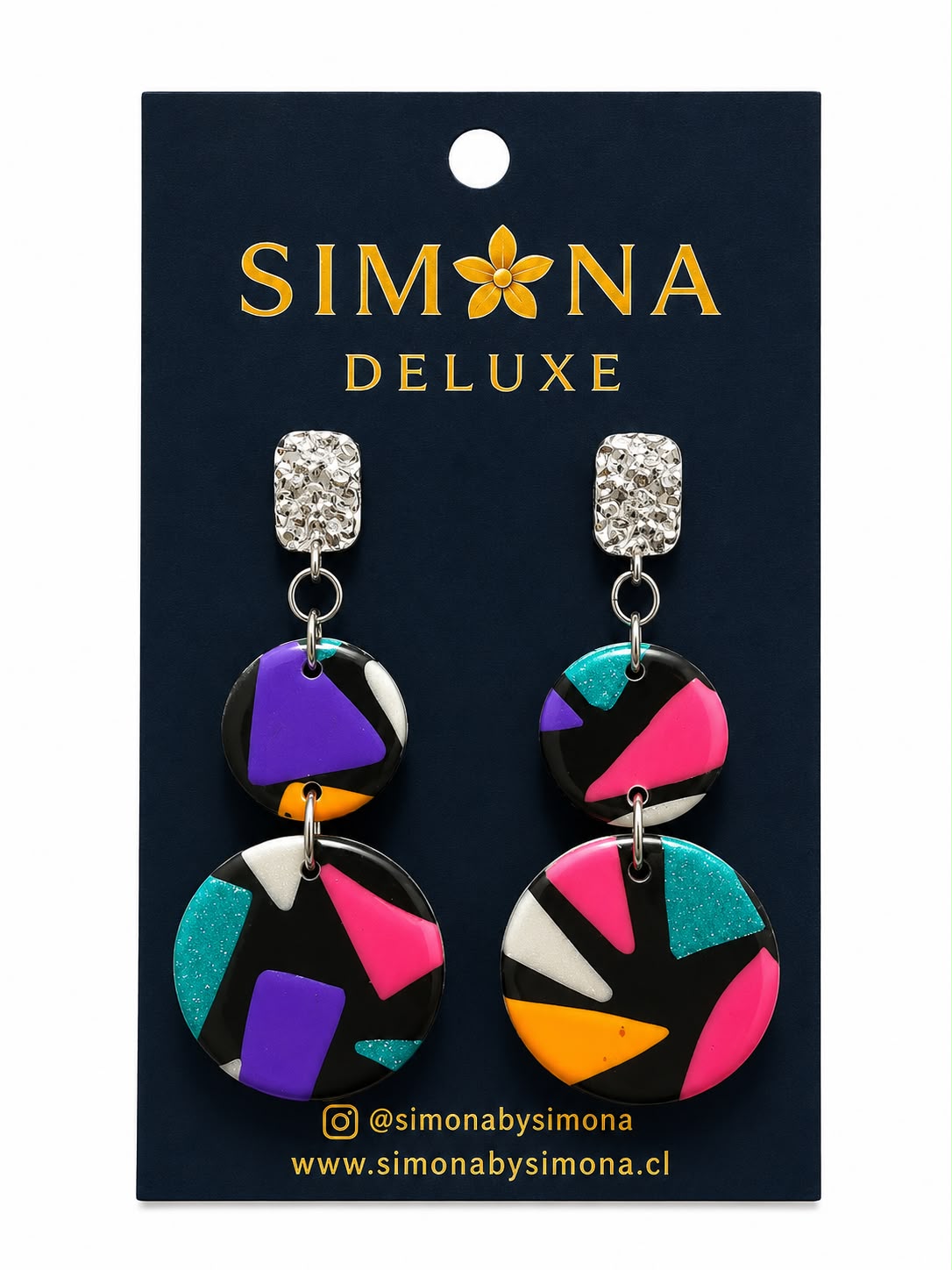 Aros Simona Deluxe Negro/Colores/Plateado