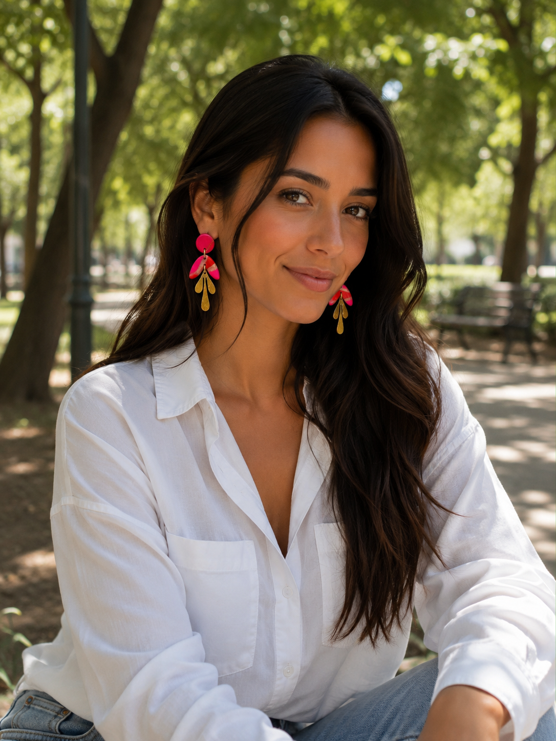 Aros Simona Deluxe Rosa/Rojo/Dorado